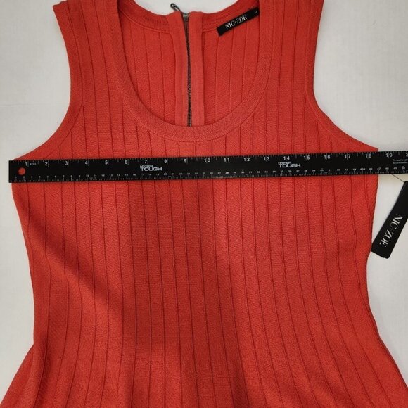 Nic+Zoe NWT Twirl Dress L Hot Coral Fit & Flare Sleeveless Stretch Knit Colorful - Picture 6 of 9